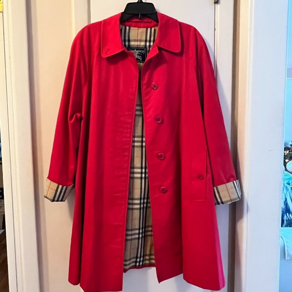 Vintage Burberry Red Overcoat/Raincoat XL